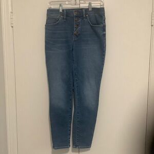 9" Mid Rise Skinny Crop Jeans Button Fly Size 28